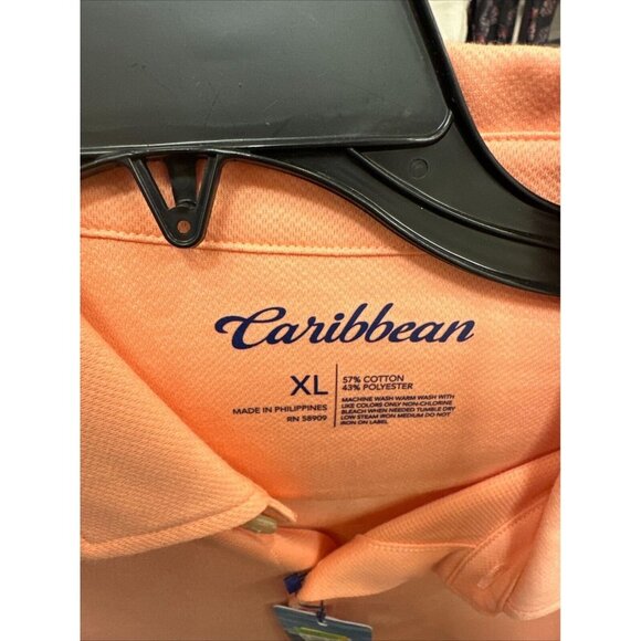 NWT Caribbean Men's Peach Button-Down Shirt XL 57% Cotton 43% Polyester Dillards - Picture 4 of 7